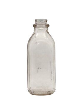 Vintage Clear Duraglas Glass Milk Bottle One Quart 32 oz. Embossed Details 9"